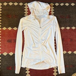 Athleta White Ruched Hoodie